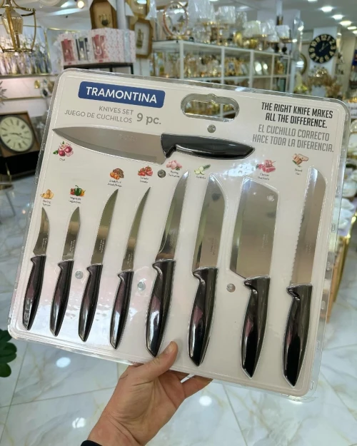Ensemble De Couteaux En Inox Haute Qualité Lot de 9 Pcs cuisine TRAMONTINA