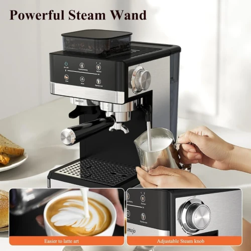 Machine A Expresso Professionnelle Avec Broyeur Intégré, 20 Bars Avec Mousseur , En Acier Inoxydable