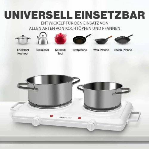Plaque Chauffante Double 150-180 MM, 2500 Watt Clatronic