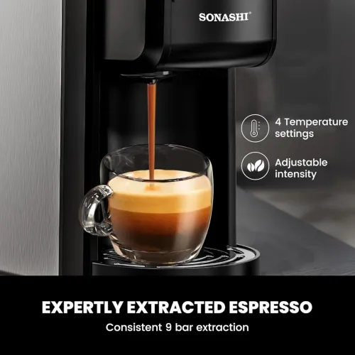 Machine A Café Multi-Capsules 3En1, Cafetière 1400 Watt, Panneau De Commande Tactile, Fonction Autonettoyante