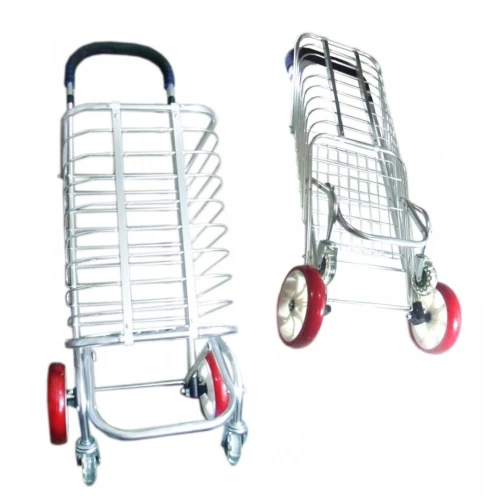 Chariot Caddie Portable Et Pliable , Pour Supermarché A 4 Roues, Monte-Escalier, En Aluminium Dure