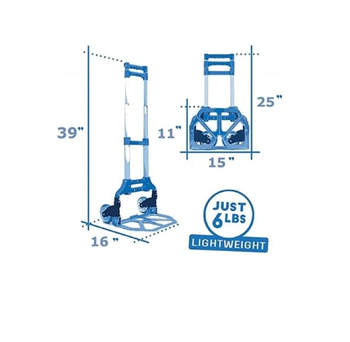 Chariot  Pliable En Aluminium Avec Corde Fixe, Capacité De 80 KG, Idéal Et Multi-Fonction