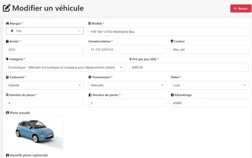 Logiciel pour Location de voiture