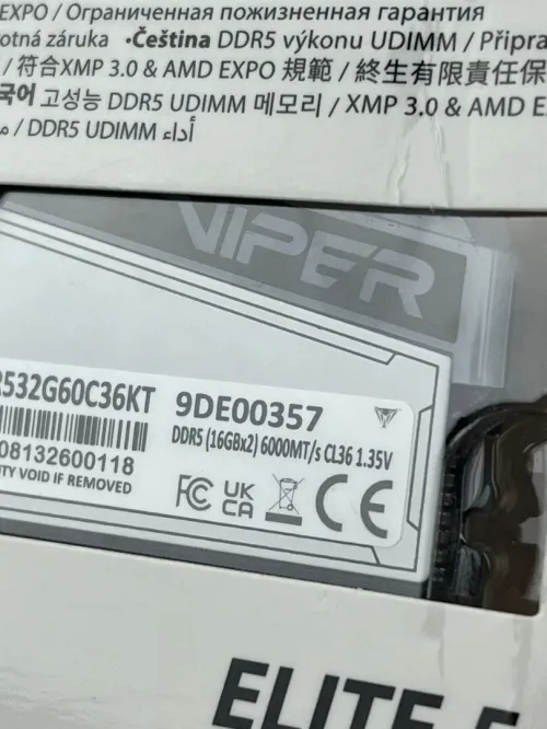 VIPERGAMING ELITE5 DDR5 32GB (2*16) 6000MT/S CL36 RGB WHITE