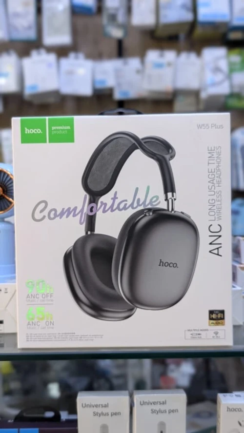 CASQUE BLUETOOTH HOCO W55 PLUS ANC 90H/65H NOIR & BLANC