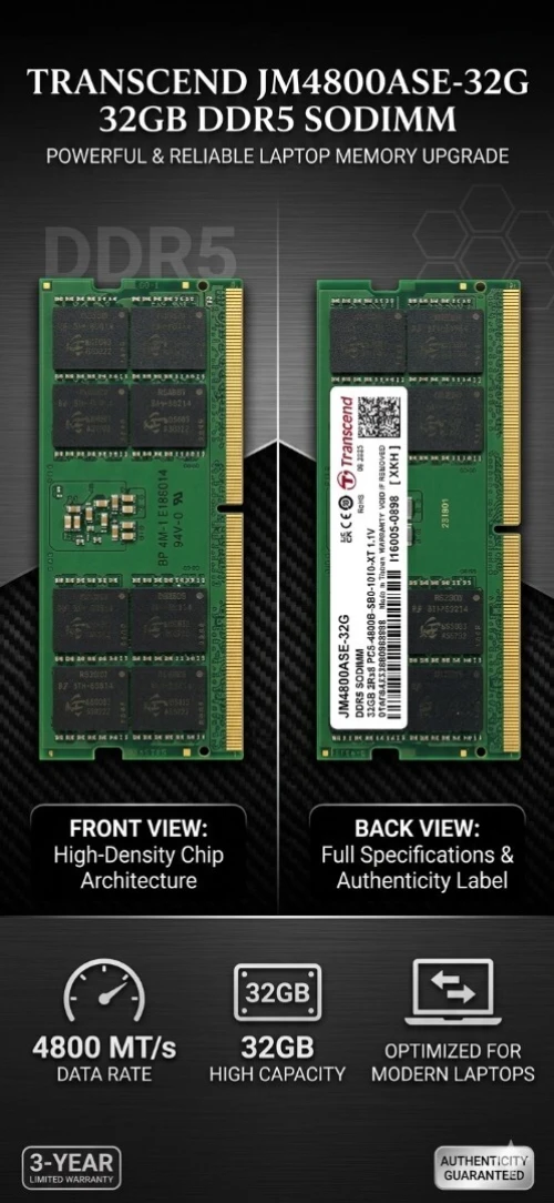 RAM TRANSCEND JM4800ASE-32GB DDR5 4800MT/s