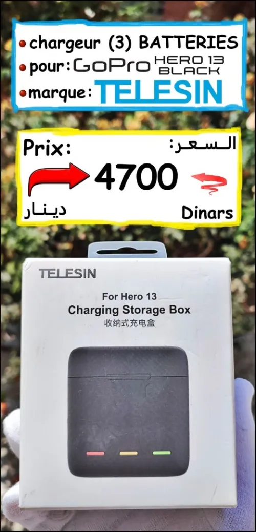 chargeur pour 3 BATTERIES GoPro HERO 13 Black 