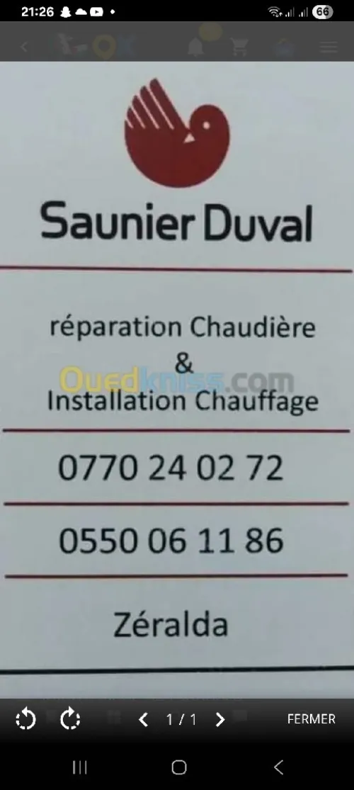 Reparation chaudière saunier Duval 