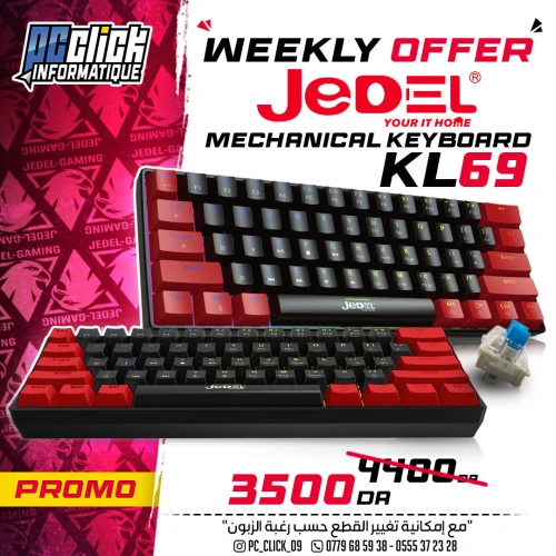 JEDEL KL-69 Clavier Gaming Mécanique 60% (Blue Switch)
