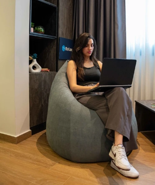Pouf beanbag Poire Grande Orthopédique pour un Soutien Optimal.