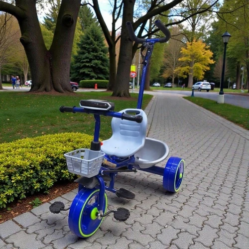 Vélo enfant tricycle multifonction avec poignée de poussée