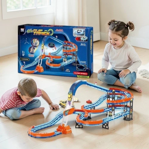 Piste de Course, Circuit de voiture Glow Flip Track 87 PCS