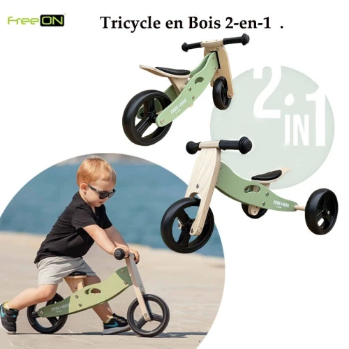 Tricycle en Bois 2-en-1  Free ON