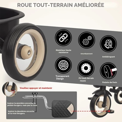 Vélo Poussette 7en1 guidon parental réglable -Kidilo