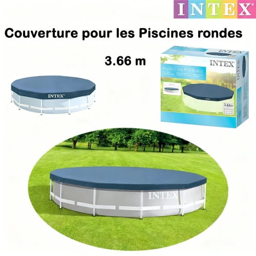 Bâche, Couverture Piscine tubulaire ronde 366 Cm Intex