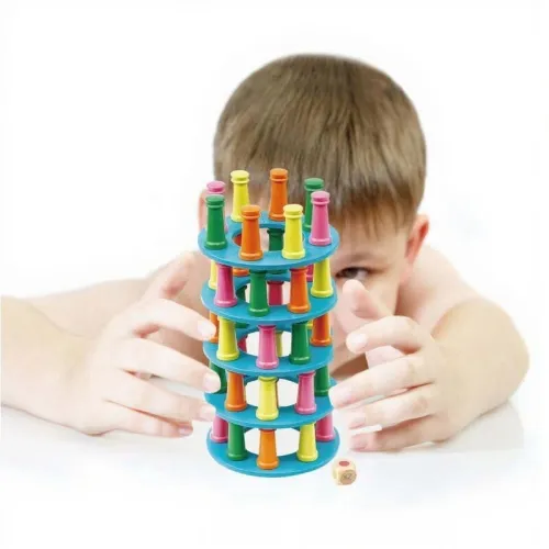 jeux de société 2en1 Jeu d'équilibre et Ludo en bois
