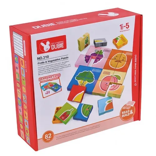 Puzzle de Fruits & Légumes 82 pièces avec 21 carte d'apprentissage pour enfant Dubie