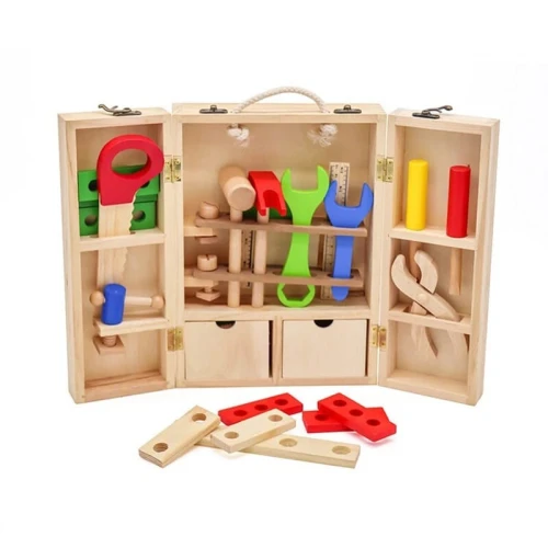 Boîte à outils portatif en bois pour enfant