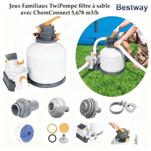 Pompe filtre à sable avec ChemConnect 5,678 m3/h | Bestway