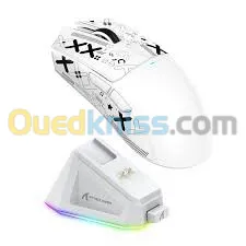 SOURIS MOUSE ATTACK SHARK X11 WHITE AND BLACK  GAMING WITH CHARGING DOCK SANS CABLE