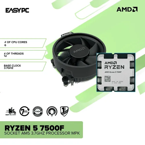RYZEN 5 7500F 6-COEURS 12-THREADS 3.7GHZ/5.00GHZ 38MO CACHE 65W TRAY