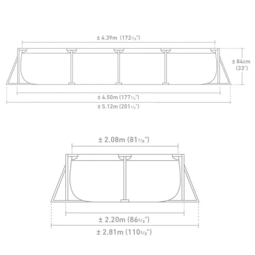 Piscine Metal Frame Junior rectangulaire 4,50 x 2,20 x 0,84 m avec pompe de filtration