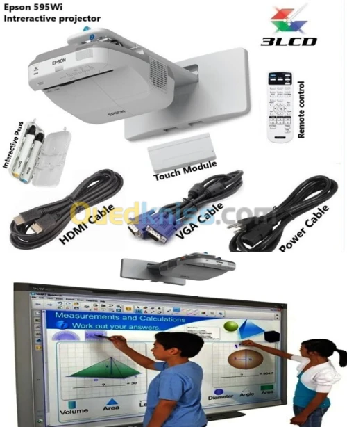 Epson BrightLink 595Wi projecteur interactif tactile 3300 lumens 3LCD WXGA (1280x800) L200W  LASER 