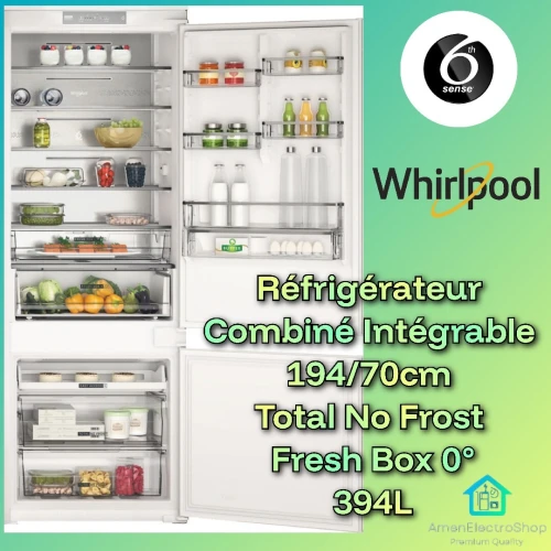 Whirpool Réfrigérateur Combiné Intégrable 394L XXL
