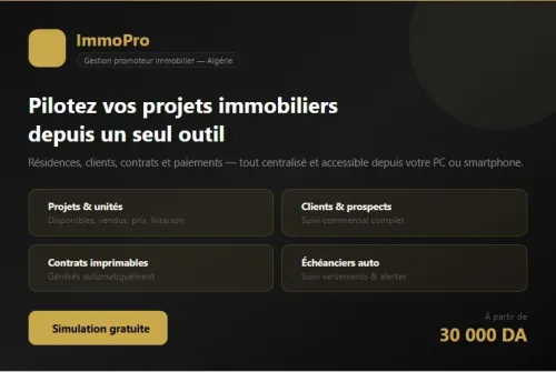 ImmoPro Logiciel de gestion promoteur immobilier (Algérie)