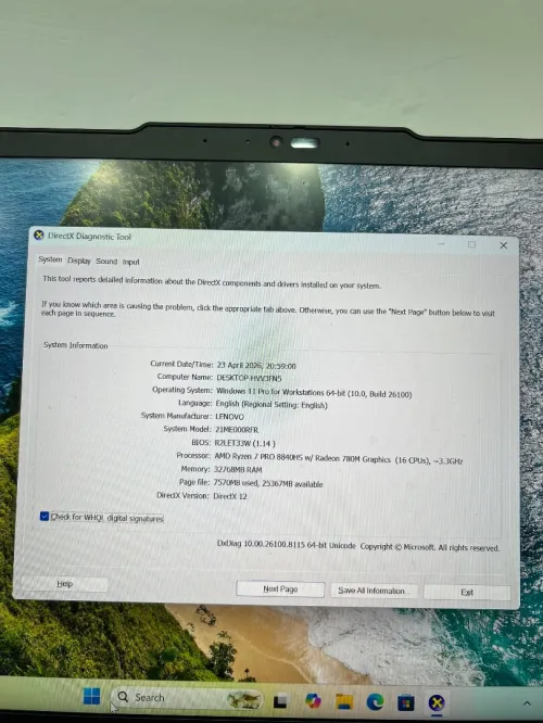 Thinkpad P14s Gen 5 ryzen 7 pro 8840Hs 32ddr5 / 1TB nvme AMD readon 780M4GB