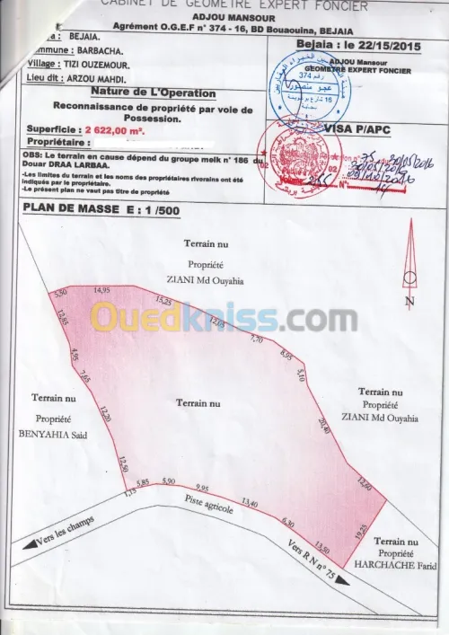Vente Terrain Béjaïa Barbacha
