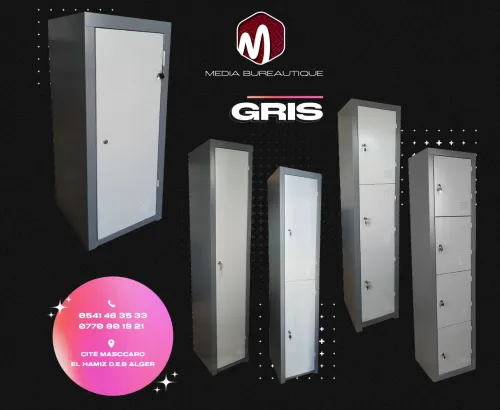 ARMOIRE VESTIAIRE MÉTALLIQUE GRIS