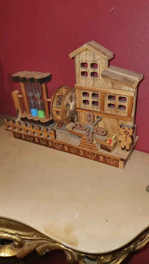 Moulin à vent en bois double sablier boîte à musique bois