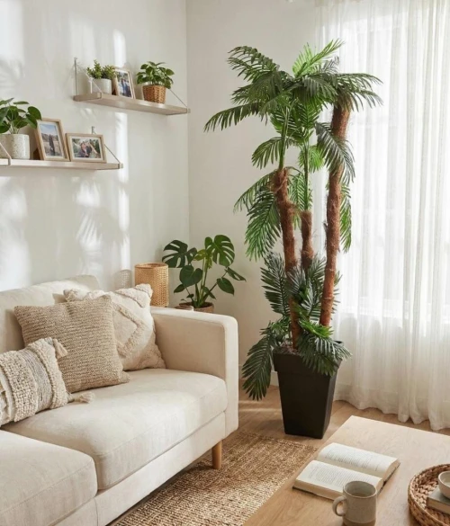 Grande Palme Artificielle avec son grand pot noir