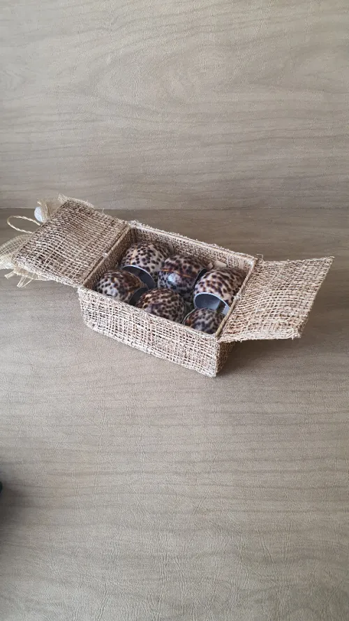 Très jolie coffret de 6 ronds à serviettes de table en coquillage Philippine LIQUIDATION