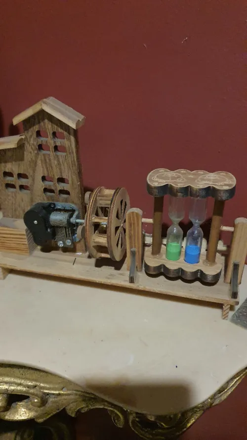 Moulin à vent en bois double sablier boîte à musique bois