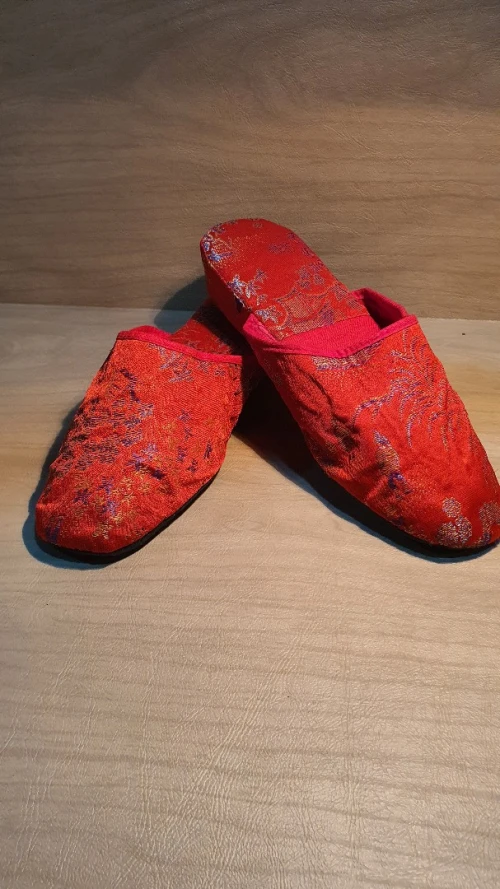 Vintage Mules, pantoufles chinoises brodées des années 80, Neuf