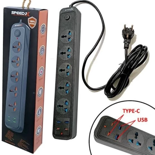Multiprise SpeedX 504PU avec 2ports USB,2ports Type-C et 5 prises,Adaptateur de charge universel 