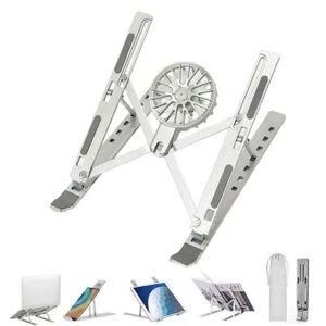 SUPPORT LAPTOP PLIABLE RÉGLABLE MÉTALLIQUE + VENTILATEUR