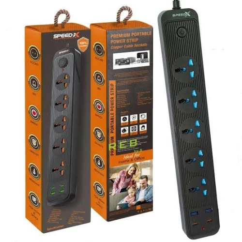 Multiprise SpeedX 504PU avec 2ports USB,2ports Type-C et 5 prises,Adaptateur de charge universel 