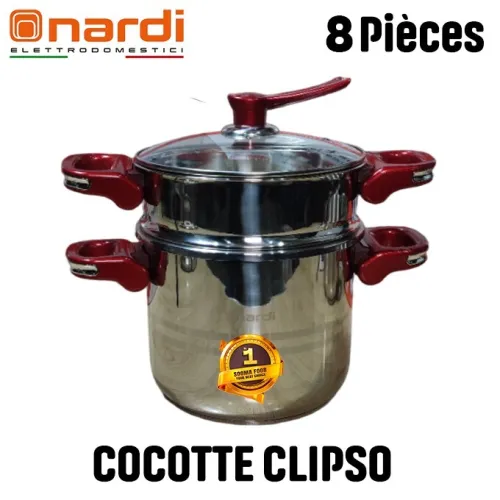 Nardi Cocotte 7 + 5 Litres  2 Couvercles, un Couscoussier et un Panier NPCM175XR