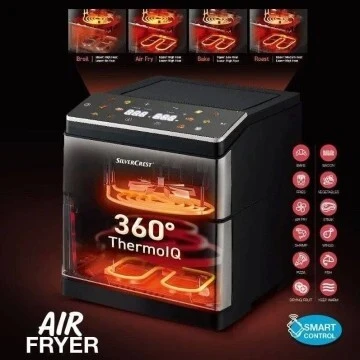 Friteuse Airfryer SilverCrest RA880 Double Résistances à air 8L 2000W Tactile avec Fenêtre 12 Programmes
