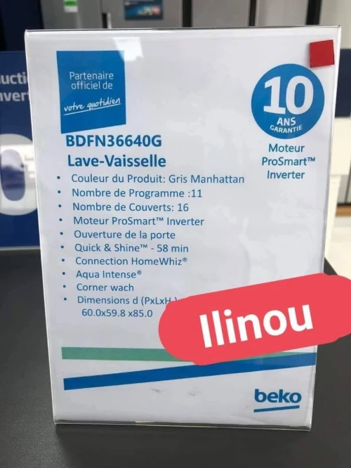 Lave-vaisselle BEKO16 COUVERTS   BDFN36640G