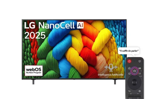 Télévision LG 55"  NanoCell AI NANO80 4K Smart TV AI Magic remote HDR10 webOS25 2025 55NANO80A6A