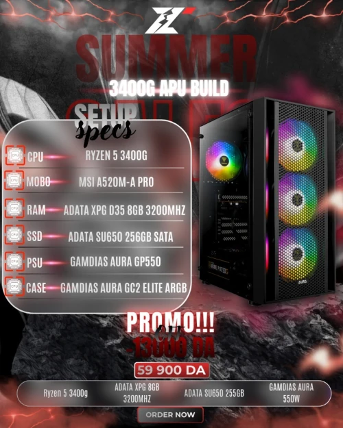 [PROMO] CONFIG PC GAMER - RYZEN 5 3400G / 8GB RAM DDR4 / 256GB SSD