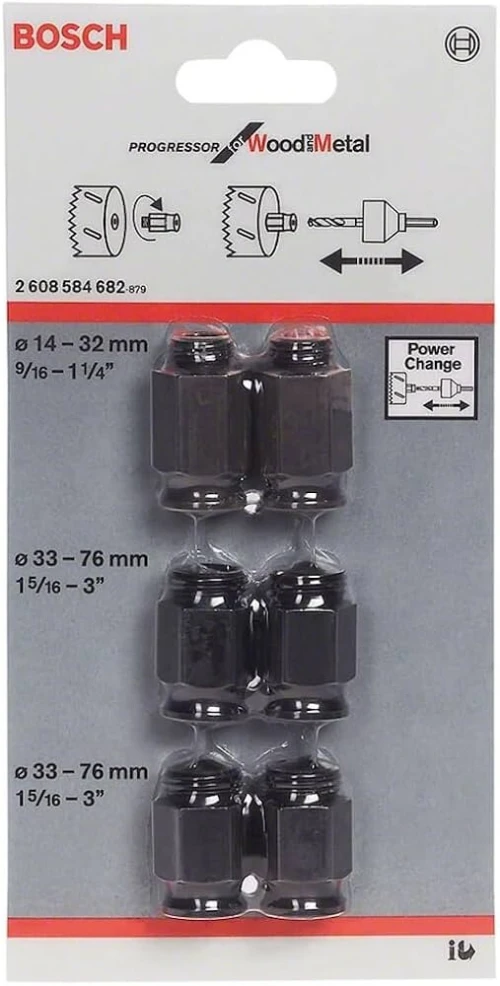Adaptateurs de transition pour scies-trépans à filetage standard - set de 6 pièces Bosch