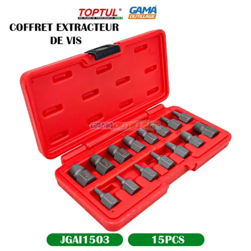COFFRET EXTRACTEUR DE VIS 15PCS TOPTUL