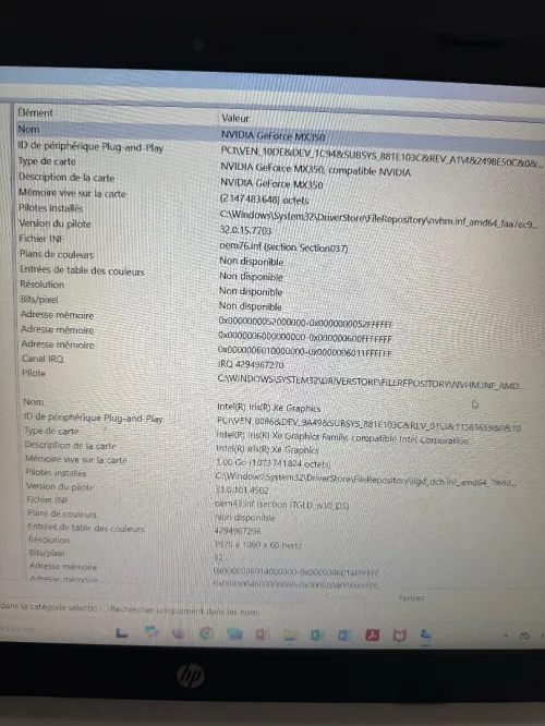 HP Laptop 15-dw3003ne / Core i5 11eme Gén / 16 Go RAM /  NVIDIA  / SSD/NVME 512 Go