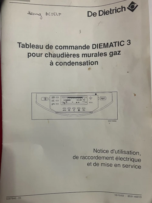 Chaudière De Dietrich murale gaz à condensation modèle Diematic 3 MC 25 LP 