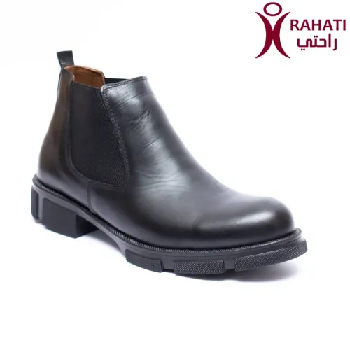 RAHATI Chaussure Orthopédique de Confort Demi Boots Chelsea Homme en cuir Noir "HDTHER24"